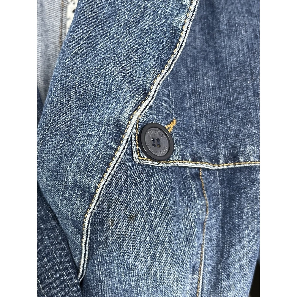 Vintage Juicy Couture Trench Coat Womens Large Denim Double Breasted Y2K - Picture 15 of 16